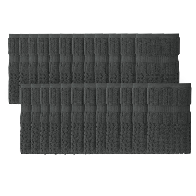 Ensemble de serviettes à main 24 pièces Willow - 100% coton peigné, qualité supérieure 630 g / m², gris foncé, ultra-doux et très absorbant (24 serviettes à main)