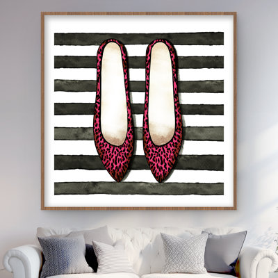 Leopard Pink Shoes - Fashion Framed Matted Print for Decor