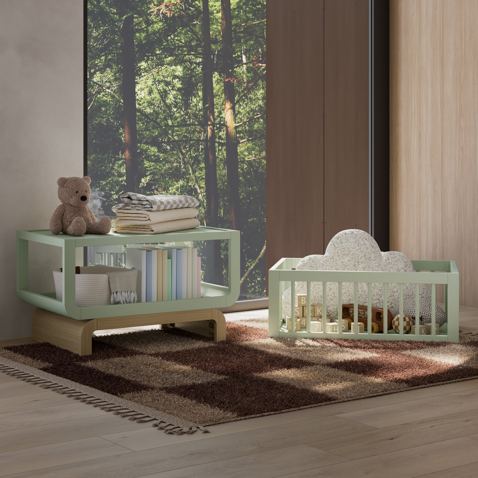 Santorini Convertible Bassinet, Sage/Driftwood