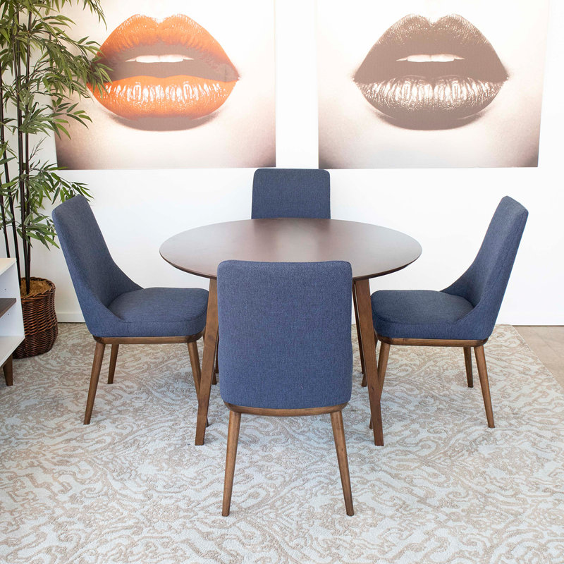 Ensemble repas pour 4 personnes Ruchi, Bleu, Noyer