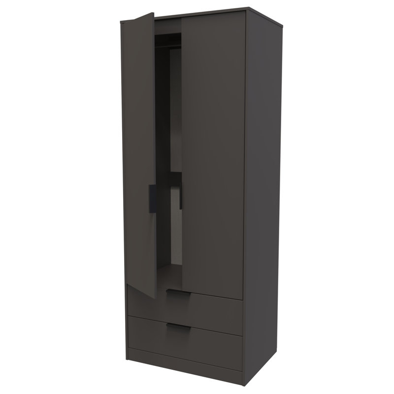Fully Assembled Tuckerton Wardrobe, 197cm H x 74cm W x 53cm D, Graphite Matt Veneer
