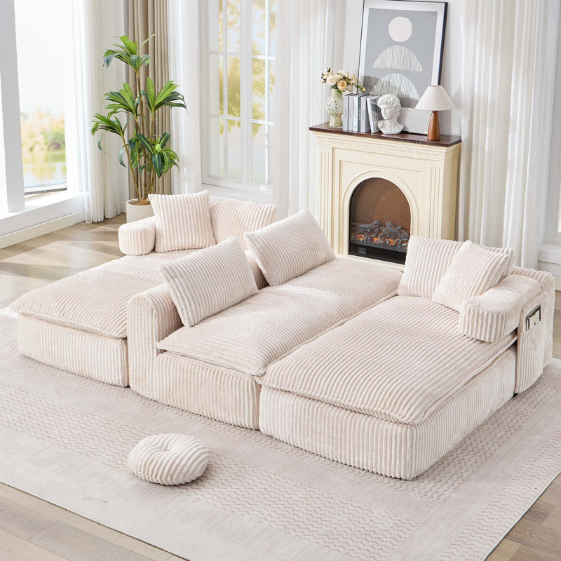 Canapé modulaire surdimensionné désossé en forme de U avec siège profond, configuration configurable 7-en-1, aucun assemblage requis, accoudoirs amovibles et poches de rangement intégrées.