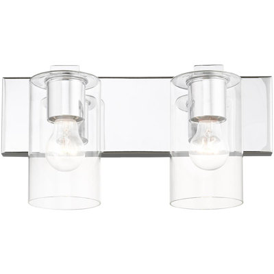 Stunning 15" Vanity Light with Clear Glass Shade - 2-Light Fixture for Bathroom.