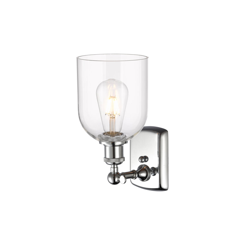 Anacaren Steel Armed Sconce, Polished Chrome, Clear