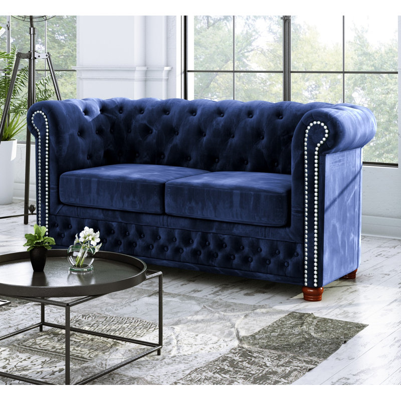  2 seater Chesterfield Sofa, Navy Blue