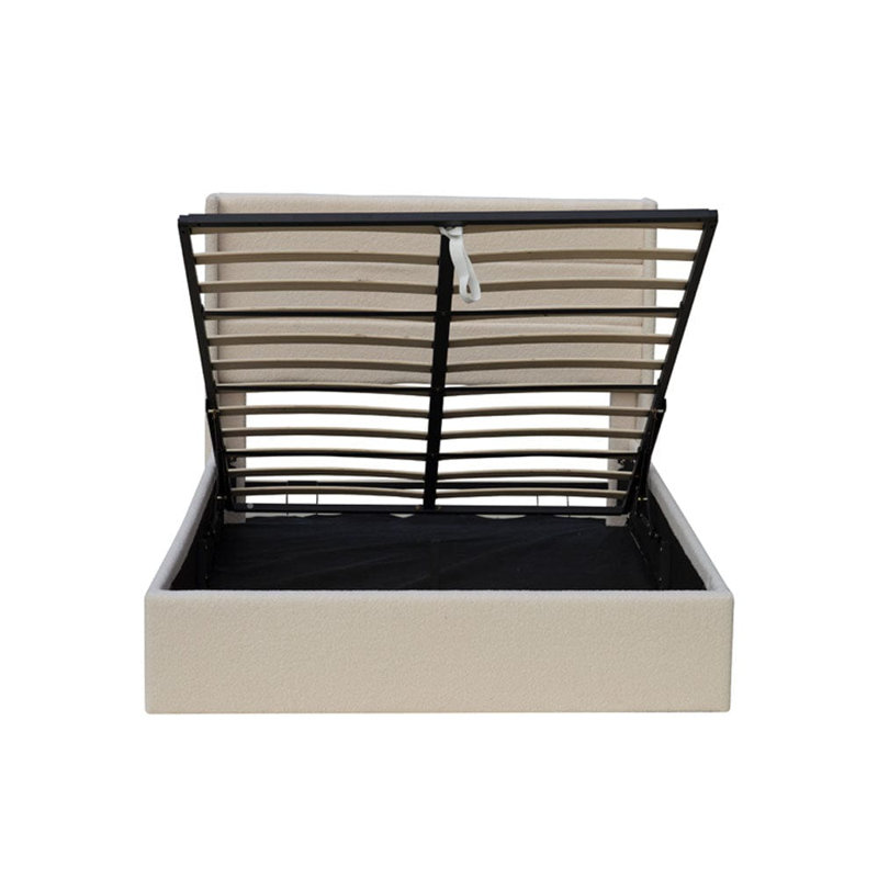 EASE Storage Boucle Teddy Fleece Pneumatic Lift Up Bed Frame Bed, Double (4'6)