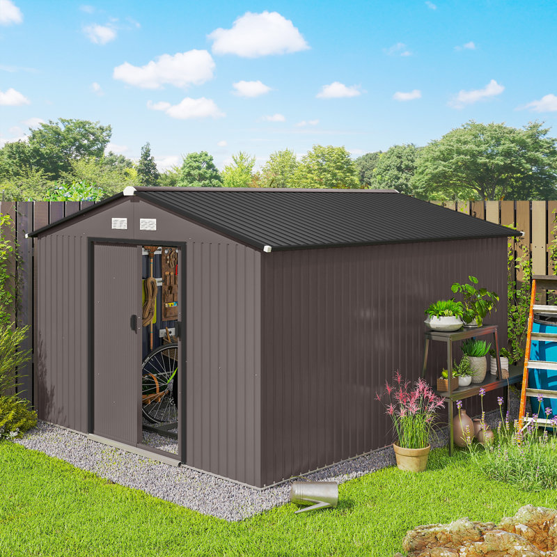 7 ft. W x 4 ft. D Stainless Steel Tool Shed, Brown, 11' x 9'