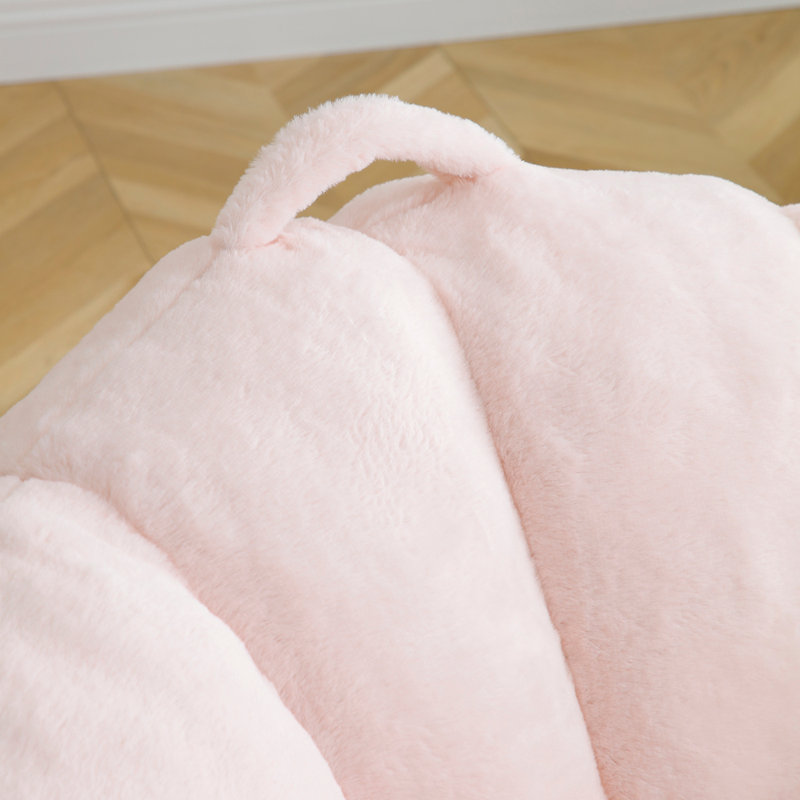 Giant Bean Bag Chair withFootstool, Oversized Bean Bag for Adults and Kids, Faux Fur Shell-Shaped Large Chair with Filler, Stuffed Big Accent Sofa, Floor Sofa for Gaming,Reading Living Room Bedroom