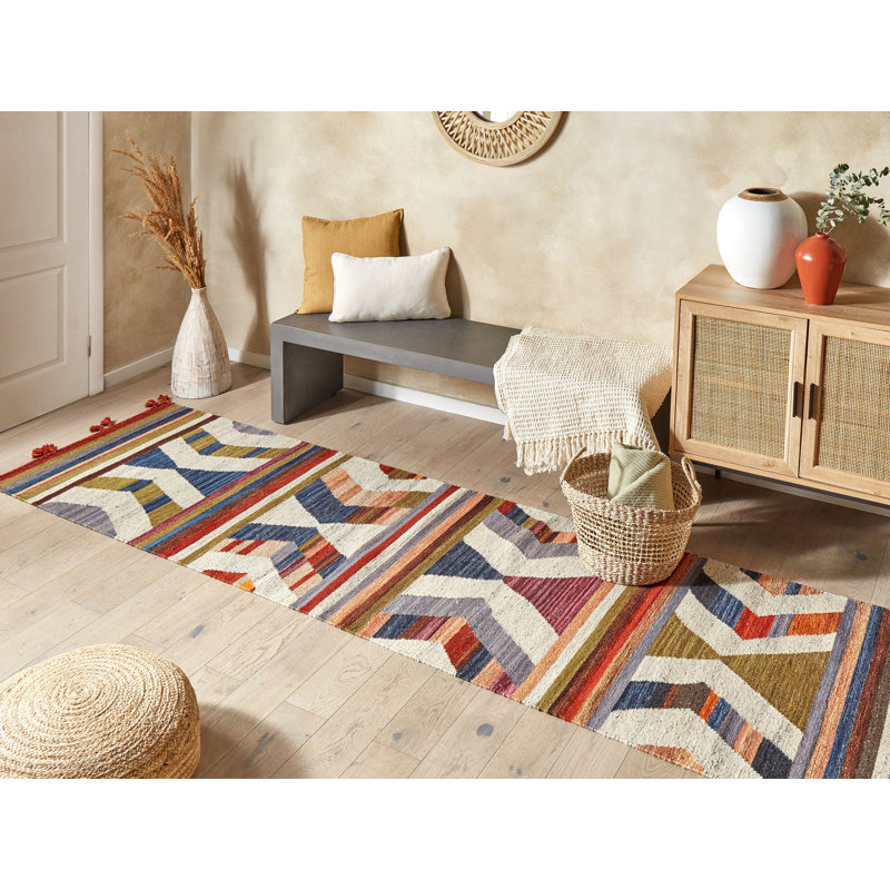 Savard Geometric Wool Hand Woven Area Rug, Runner 80 x 300cm