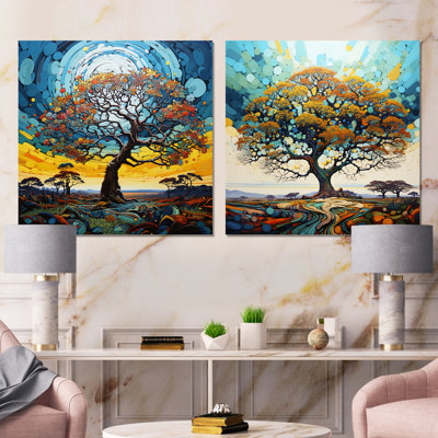 Baobab The Enchanted - Ensemble de 2 arbres carrés en collage