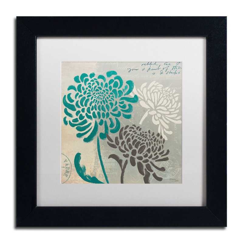 « chrysanthèmes "i », impression encadrée, H 11 po x l 11 po, Blanc