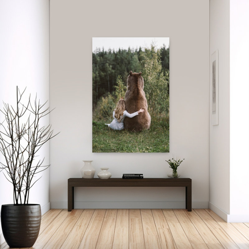 Art contemporain, paysage d'ours abstrait romantique, H 60 po x l 40 po