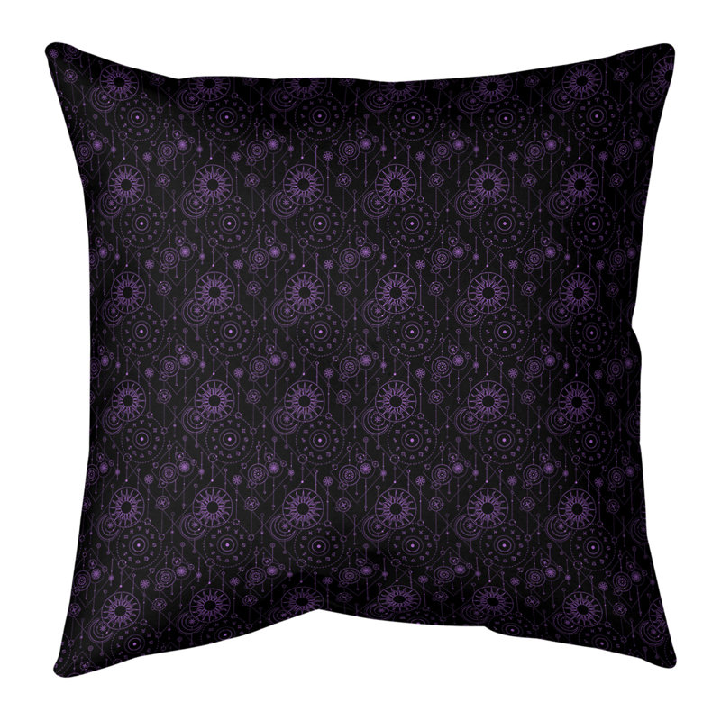 Place de l'astrologie Katelyn Elizabeth, Bourre en polyester, 18 po x 18 po, Noir / mauve