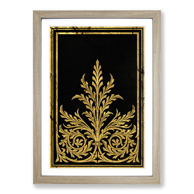 Golden Foil Relief - Picture Frame Graphic Art, 90cm H x 65cm W x 2cm D, Oak Framed