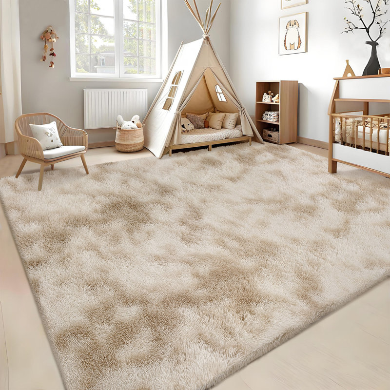 Area Rug for Living Room Shaggy Faux Fur Carpet for Bedroom Non-SNon Shedding Fuzzy Rug for Playroom Home Decor, Beige