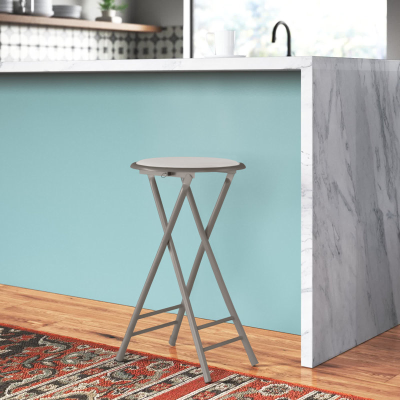 Tabouret pliant sans dossier 24 po Lavish Home avec capacité de 225 lb (blanc), 1, Blanc / Gris