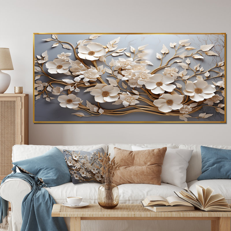 «White Orchid Tree Garden of Branches 7», reproduction d'art sur toile florale abstraite - reproduction d'orchidée sur toile