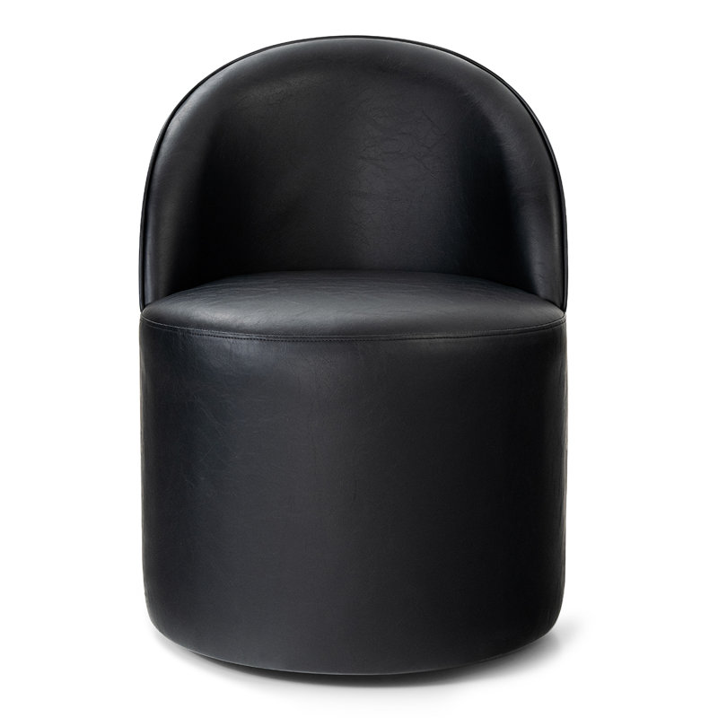Chaise de bureau pivotante rembourrée en similicuir avec roulettes cachées, Noir