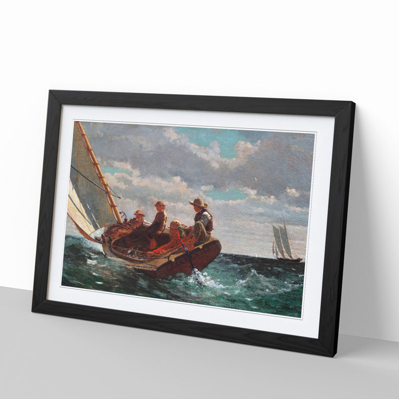 A Fair Wind by Winslow Homer - Picture Frame Painting, 27cm H x 36cm W x 2cm D, Black Framed