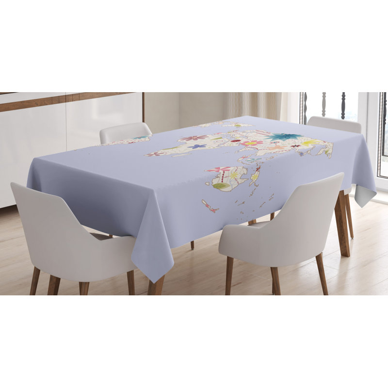 World Map Tablecloth, 90" x 60"
