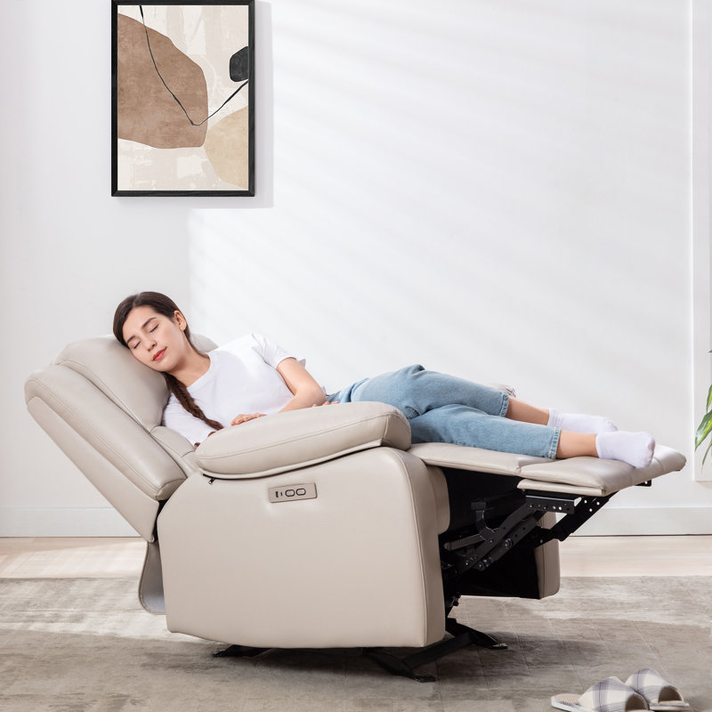 Fauteuil inclinable Davlo, Mélange de polyester crème