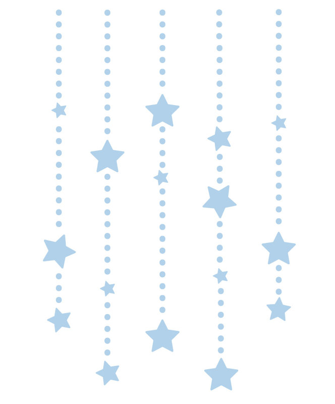 Décalcomanie murale étoile éléments suspendus, H 36 po x l 24 po x P 0,01 po, Bleu poudré