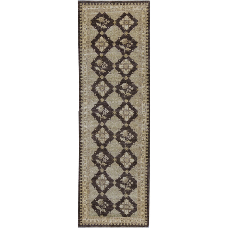 One-of-a-Kind Runner 3'5" X 14'10" Runner Wool Area Rug in Beige/Black