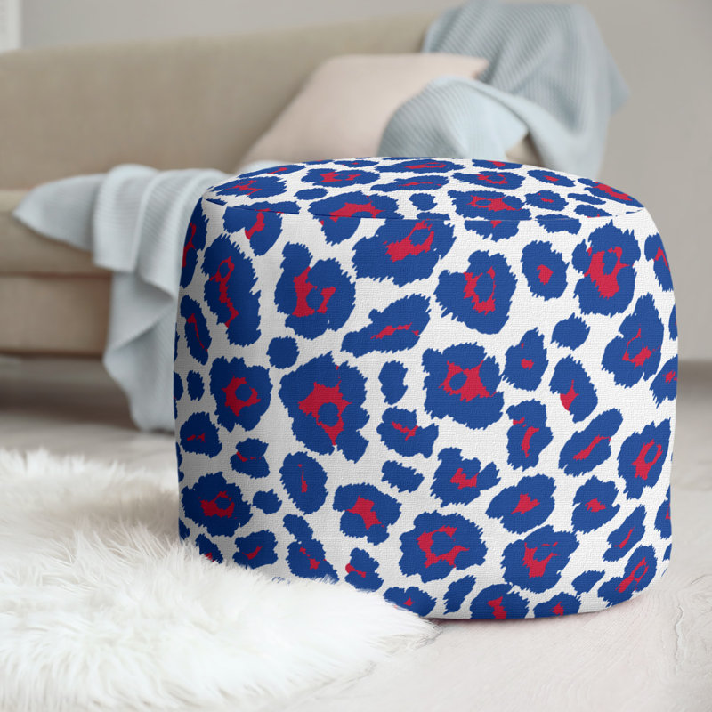 Repose-pieds standard à imprimé animalier 20,5 ", Blanc / Bleu / Rouge