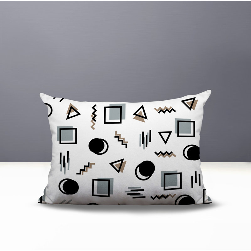 Coussin lombaire réversible intérieur / extérieur Prisma Abstract, Rectangle H 18 po x l 25 po, Black