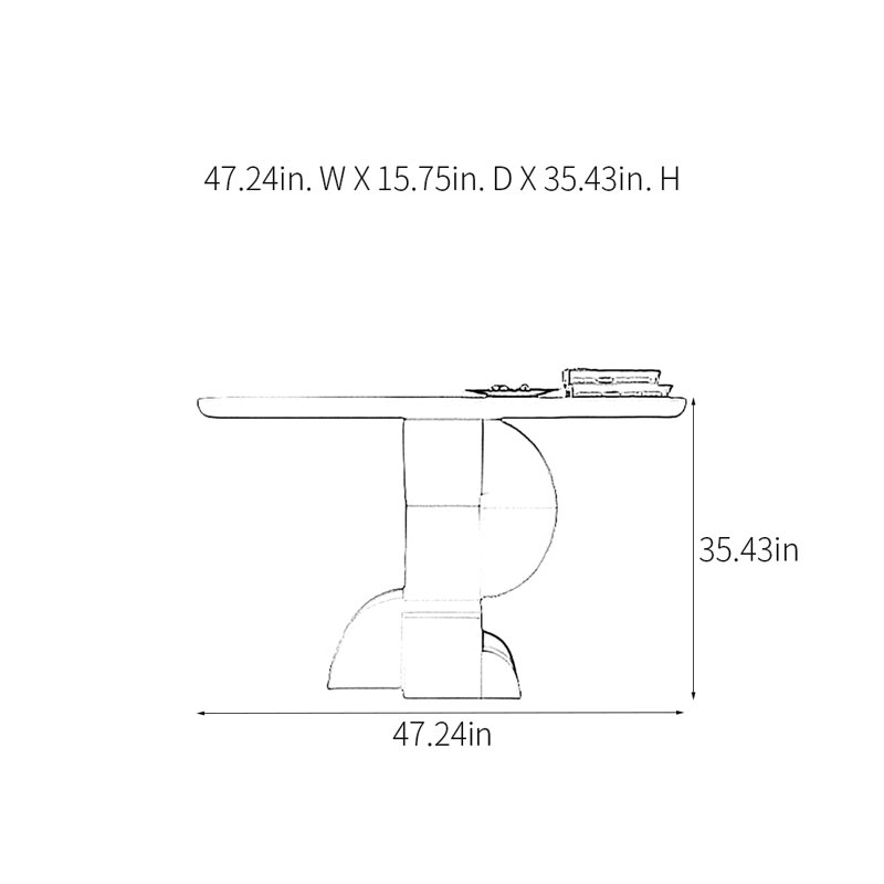 Console Modern Minimalist Art Design, Noir, H 35,43 po x l 47,24 po x P 15,75 po