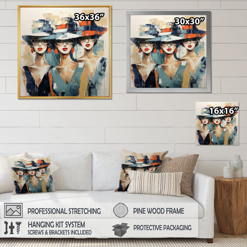 Collection Jamiqua Fashion Hats I - Imprimé, Cadre simple noir, H 36 po x l 36 po x P 1,5 po