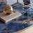 Modern Oval Coffee Table with Sapphire Top and Leather Veneer drawer, Base