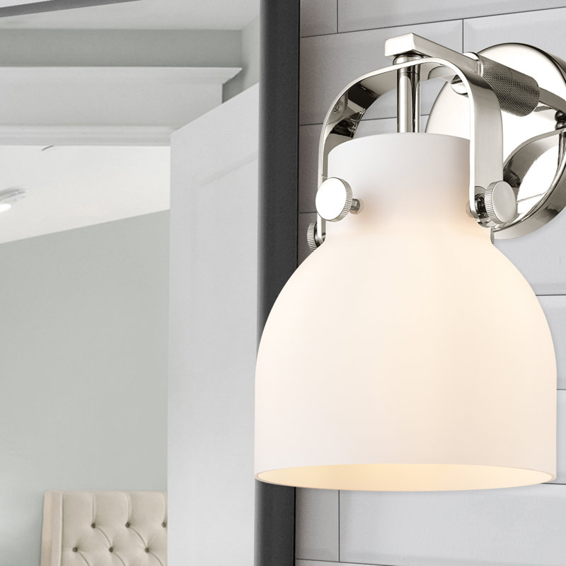 Applique murale 1 lumière 6 po Skycrest, Blanc mat, Nickel poli