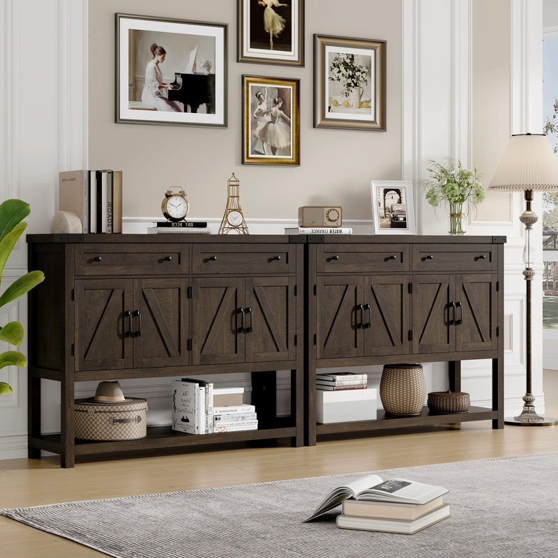 Darius 47.2" W Console Table with 2 Drawers and 2 Double-Door Cabinet, Dark Brown