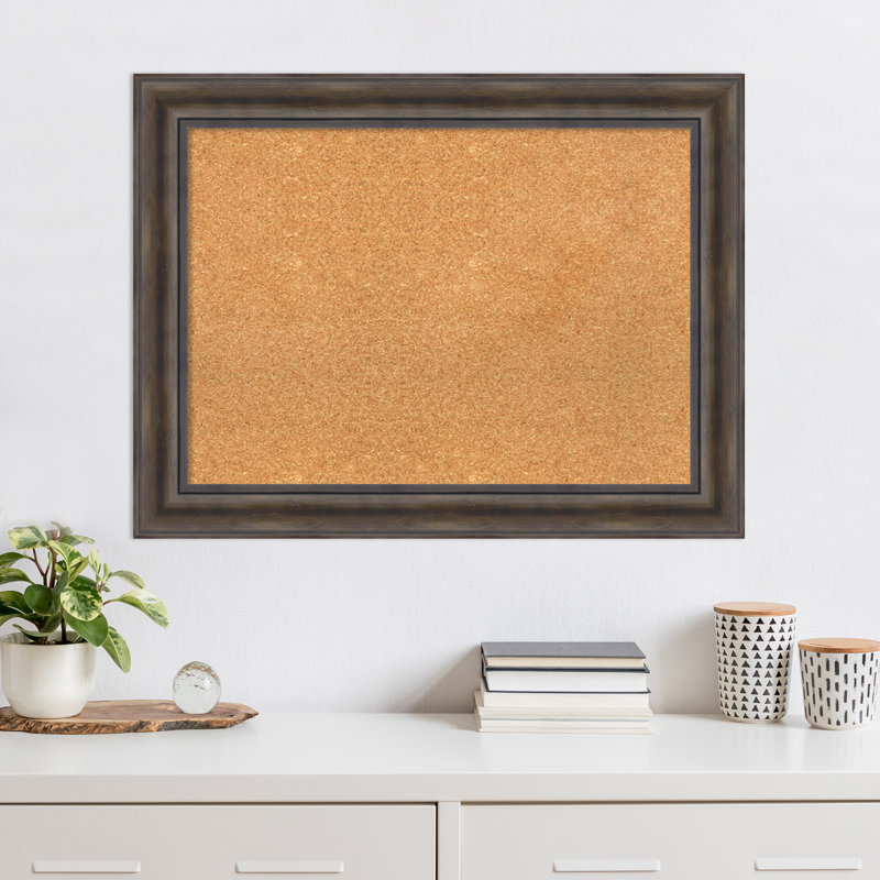 Rustic Charred Wood Framed Natural Cork Bulletin Board