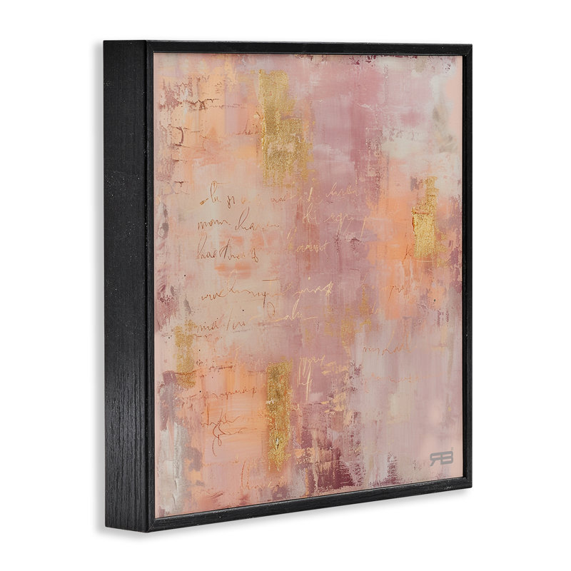 «Composition with Glam Script», art de la giclée encadrée par RB, H 12 po x l 12 po, Giclée encadrée noir minuit