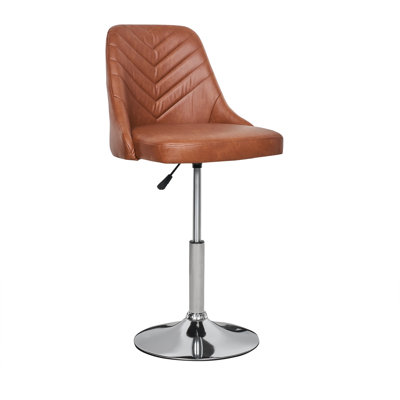 Akron Swivel Vanity Chair, Height Adjustable Makeup Chair, Faux Leather Vanity Stool, Accent Chair With Chrome Frame For Makeup Room, Living Room by Mercer41