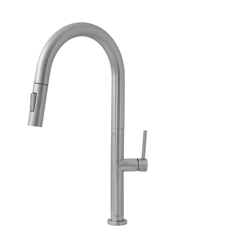 Catania Modern Single Handle Kitchen Faucet, Nickel brossé