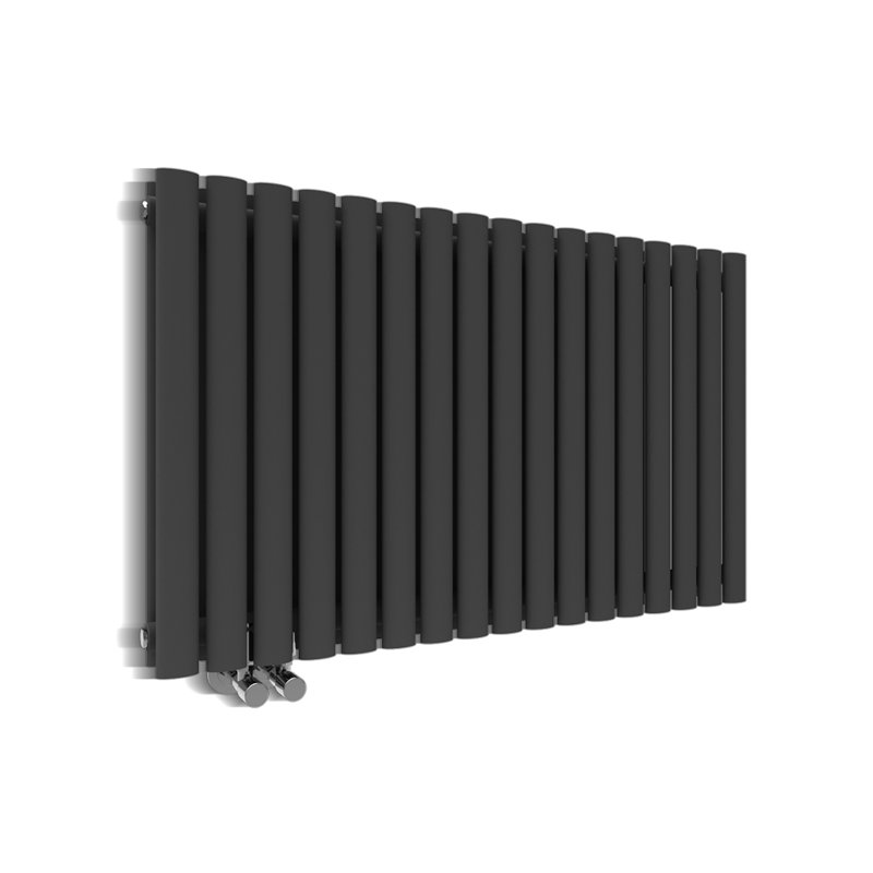 Regine Horizontal Oval Panel Radiators, Black, 60cm H x 100.3cm W