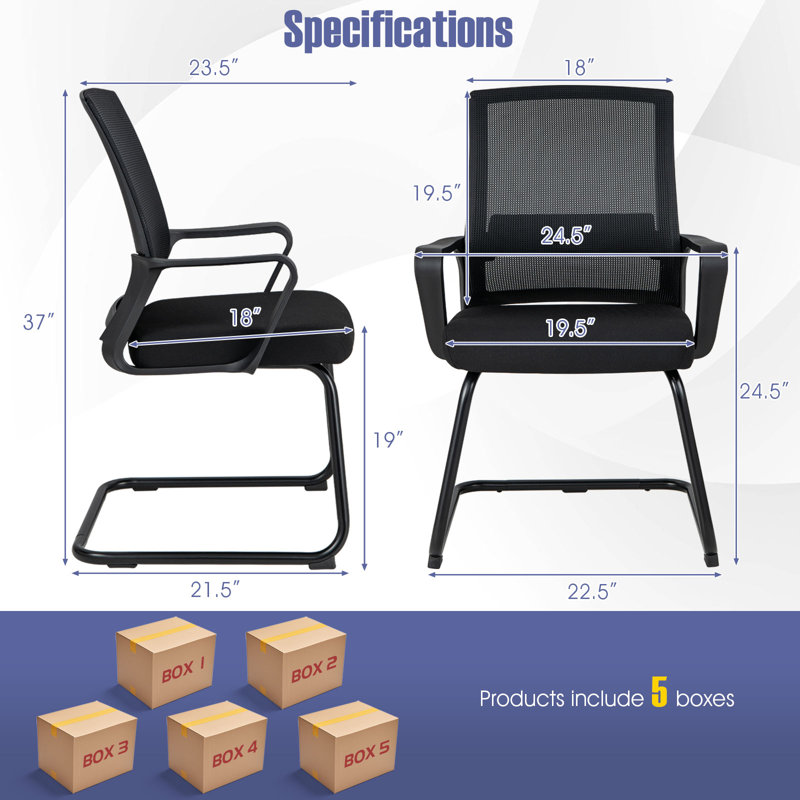 Inbox Zero 10 PCS Office Mesh Chaise de conférence avec dossier lombaire