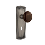 Prairie Plate with Decorative Keyhole and Brown Porcelain Door Knob