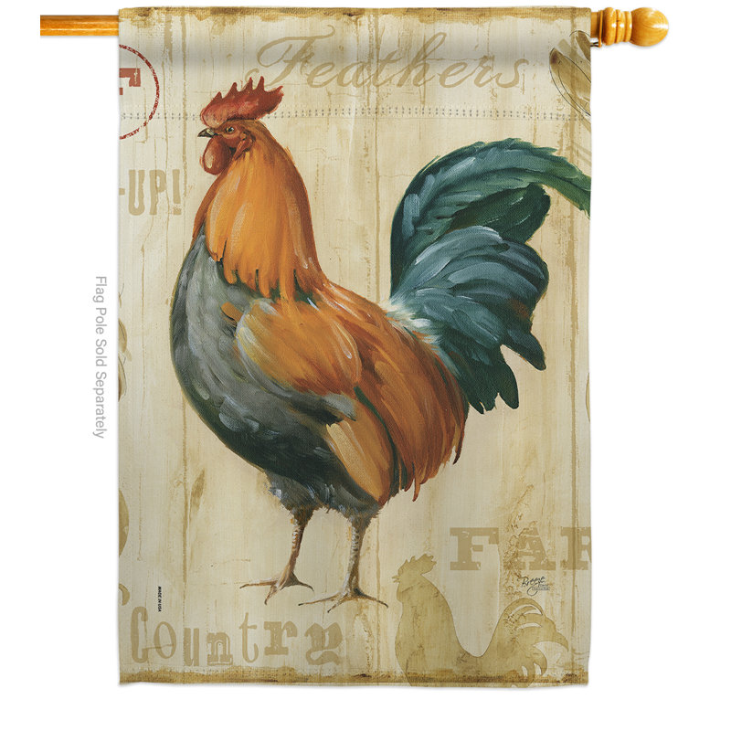 Polyester à 2 faces 40 x 28 po rooster farm drapeau pour la maison