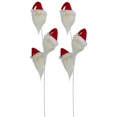 Set Of 2 Plush Red And White Santa Gnome Christmas Picks 27"