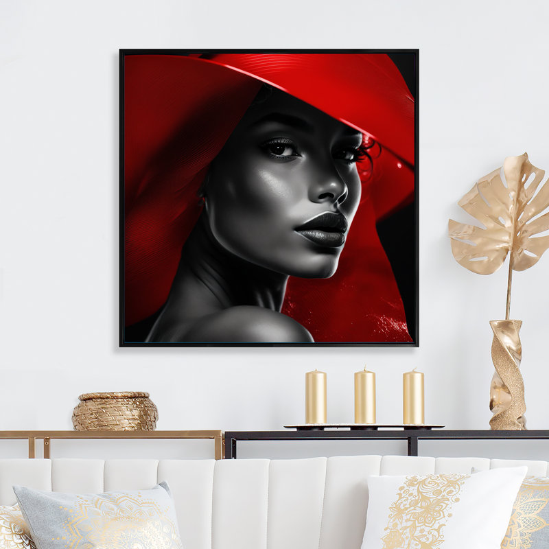 " Vintage Elegant Headdress III ", 36" H x 36" W, Black Floater Framed