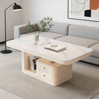 Luxury Slate Top Silent Drawer Coffee Table