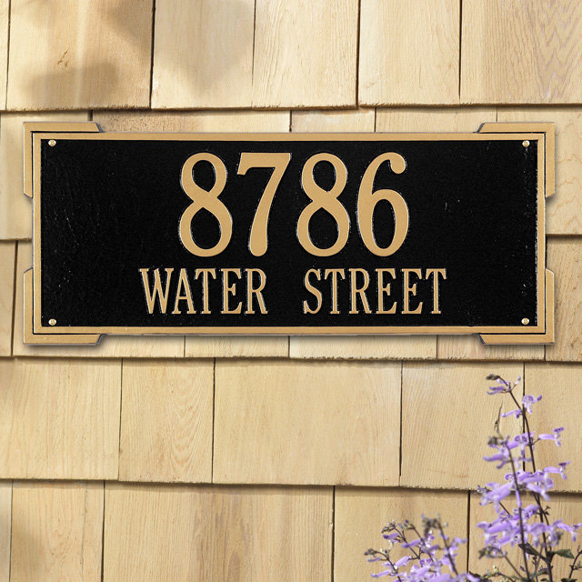 Plaque d'adresse murale sur 2 lignes Roanoke, Noir et or, Oui