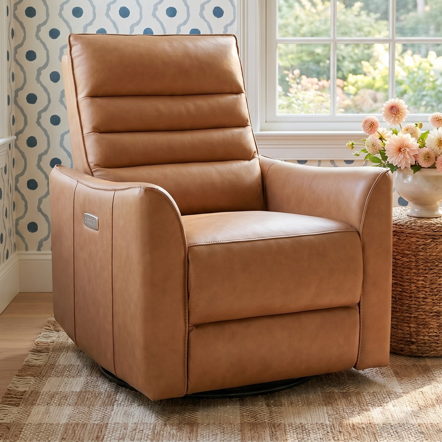 Gabi 33" Swivel Power Recliner, Aline Butternut Top Grain Leather