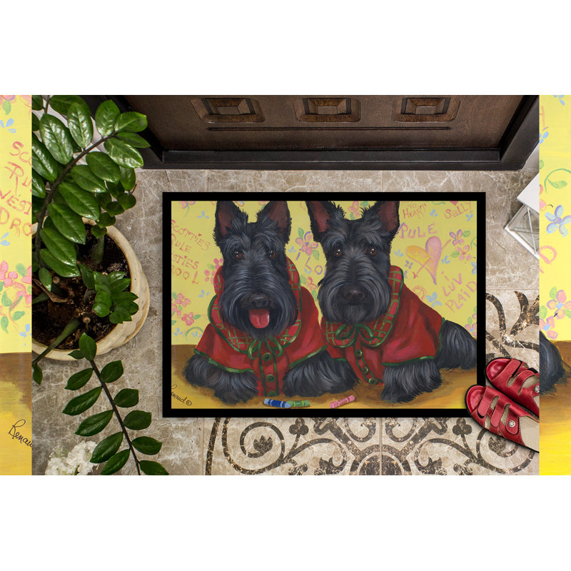 Guerrie Non-Slip Outdoor Doormat, Scottish Terrier Scotties Rule