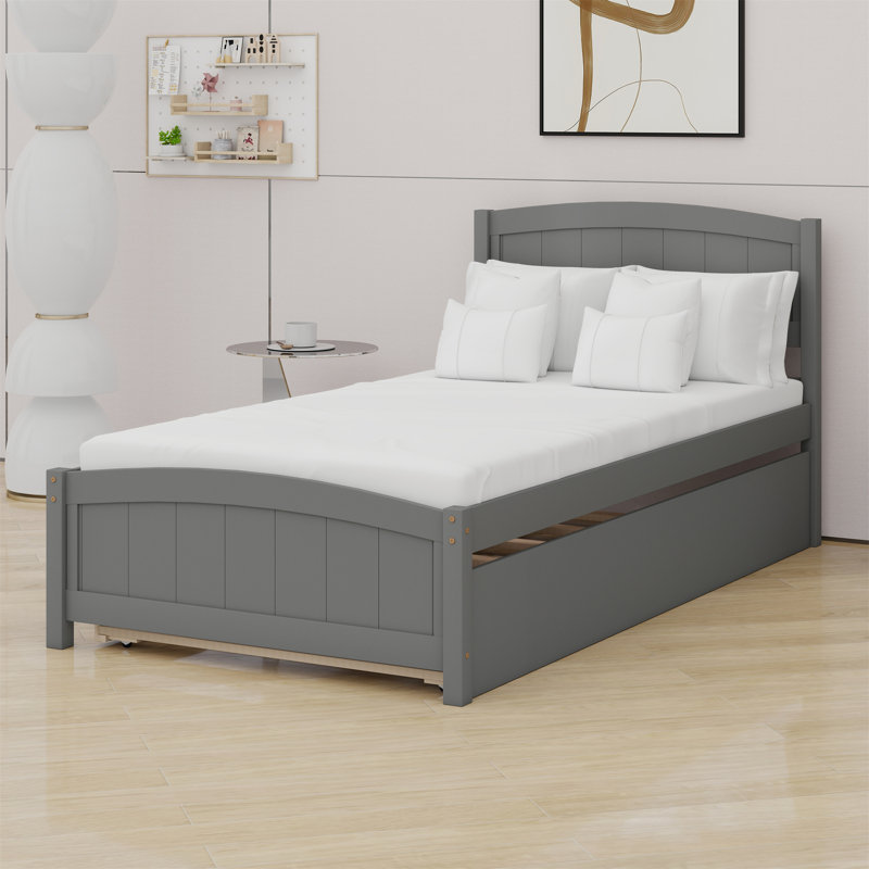 Lit plate-forme avec lit gigogne, Gris