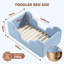 Lit nuage pour tout-petits (2 à 7 ans) - Lit de garde-corps amovible en velours (blanc / rose / gris)-933633408